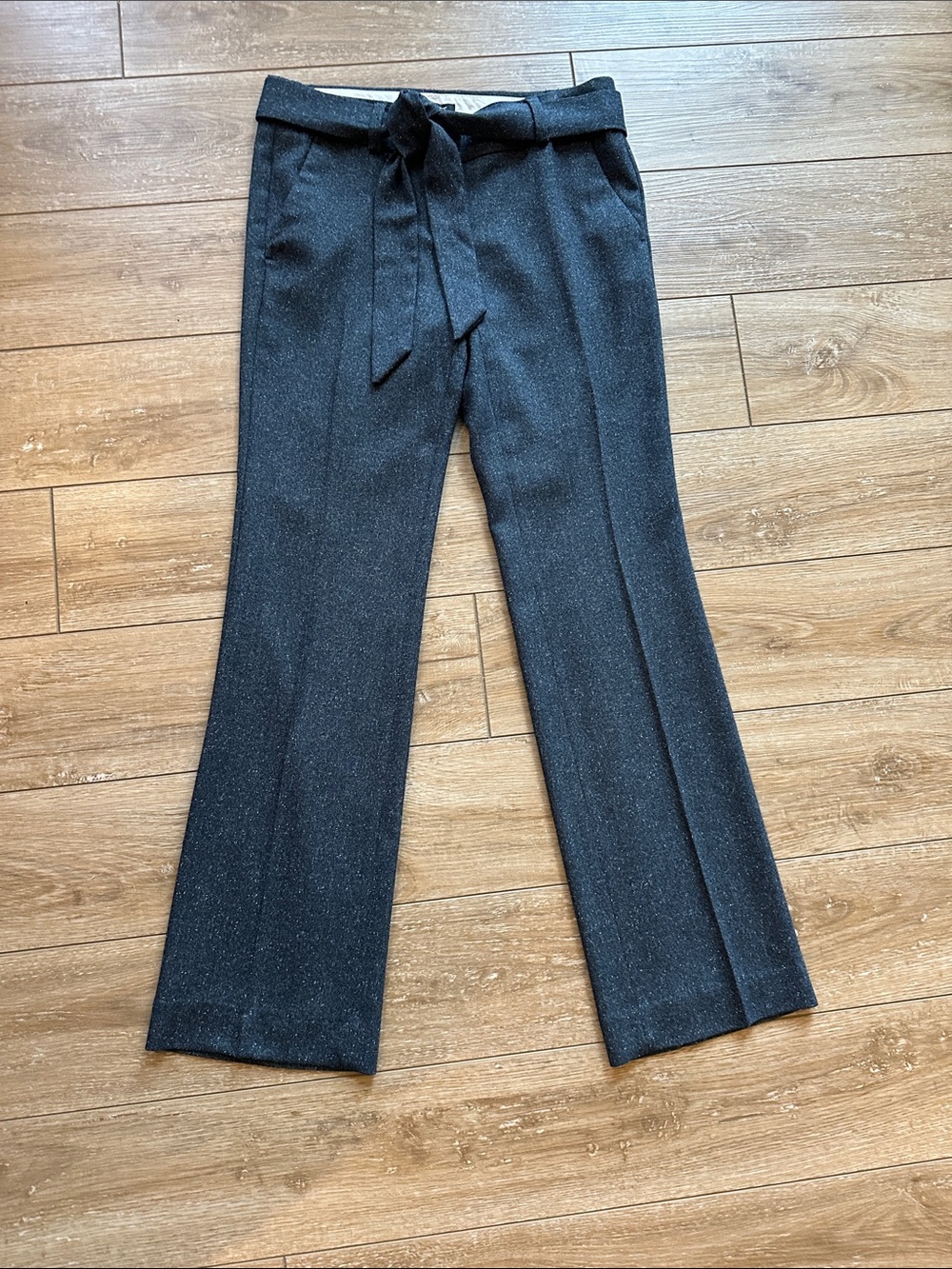 Loft Marissa Blue Gray speckled Trouser Pants With Tie Belt Size 0